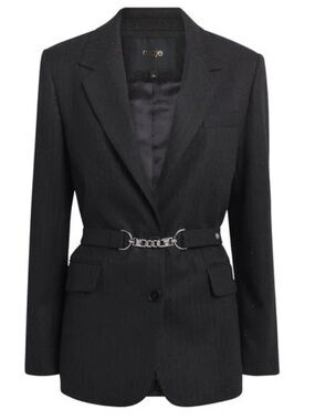 Maje Rhinestone Pinstripe Blazer